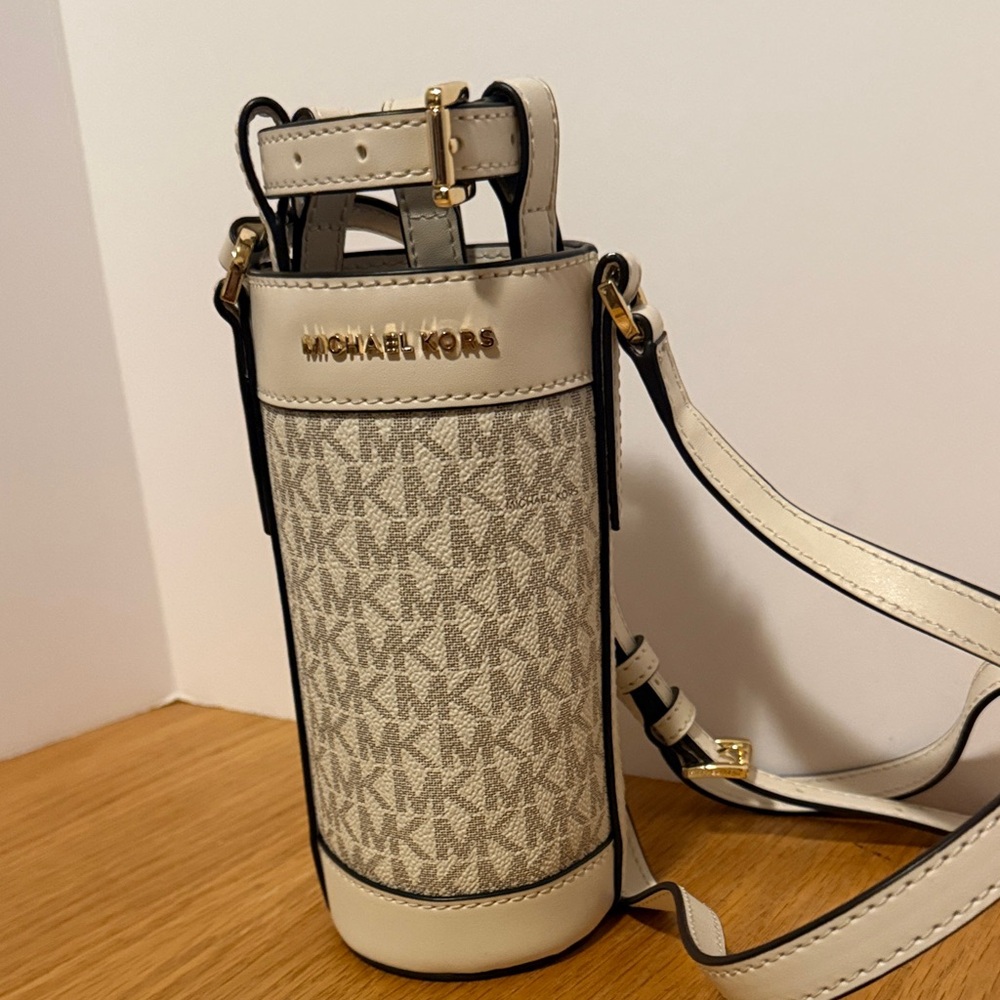 Michael Kors Cream Monogram Water Bottle Crossbody - Picture 3 of 7